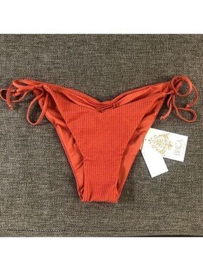 Women’s BECCA Beccaswim Pucker Up Tie Side Swim Bottom Swimwear Ginger M